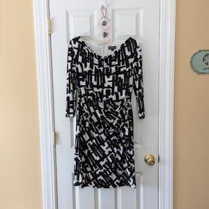 TAHARI ARTHUR S. LEVINE Asymmetrical Black and White Dress Size 12